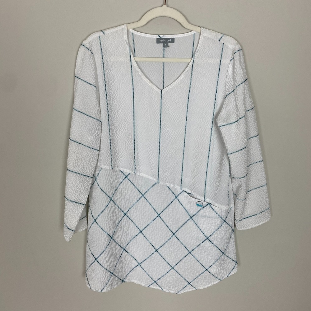 Habitat Asymmetrical Top Small Lagenlook‎ White Pocket Lightweight Breathable